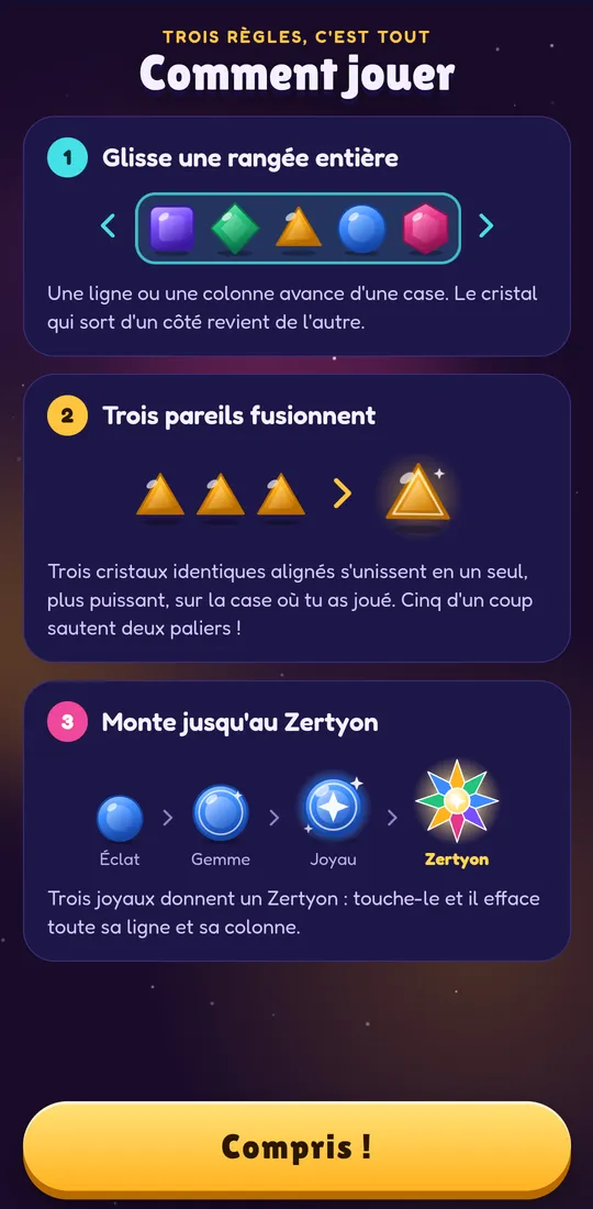 Capture d'écran de Zertyzzle : Trois règles, c'est tout