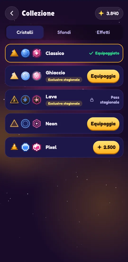 Screenshot di Zertyzzle: Colleziona cristalli, sfondi ed effetti