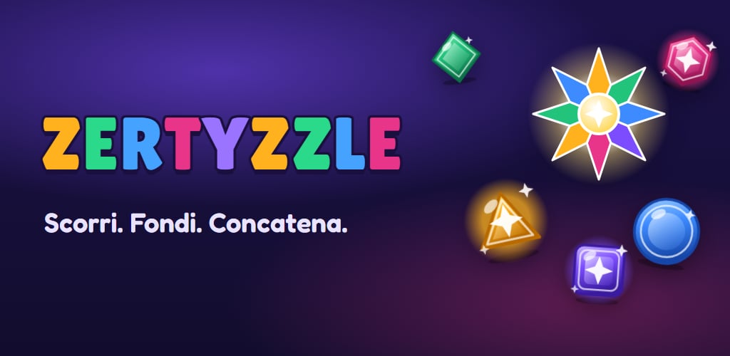 Banner di Zertyzzle, gioco puzzle di fusione di cristalli