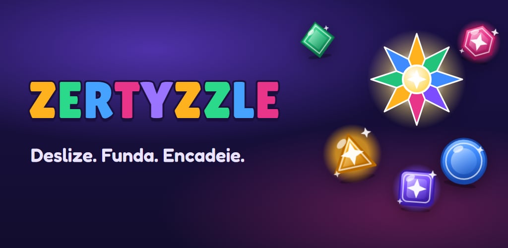 Banner de Zertyzzle, jogo de puzzle de fusão de cristais